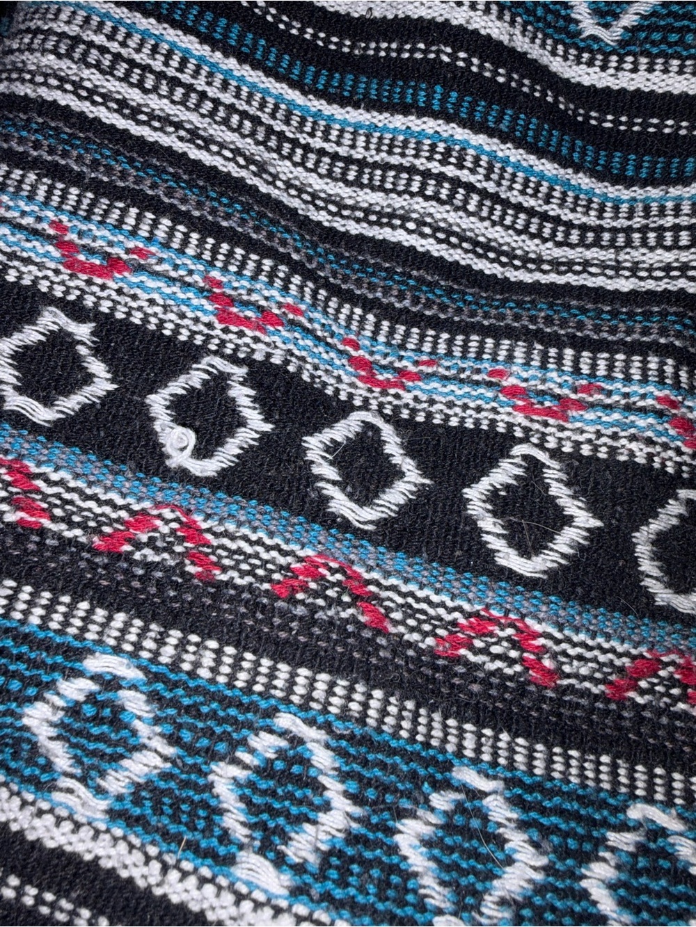 Women’s Patterned Black & Blue Knit sling bag